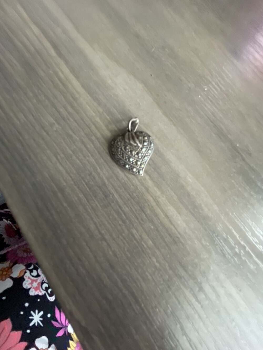 Sterling Silver Marcasite Heart Pendant 925